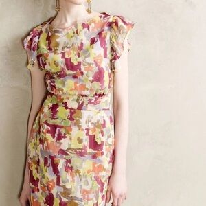Anthropologie James Coviello Petal Impressions Sheath Dress